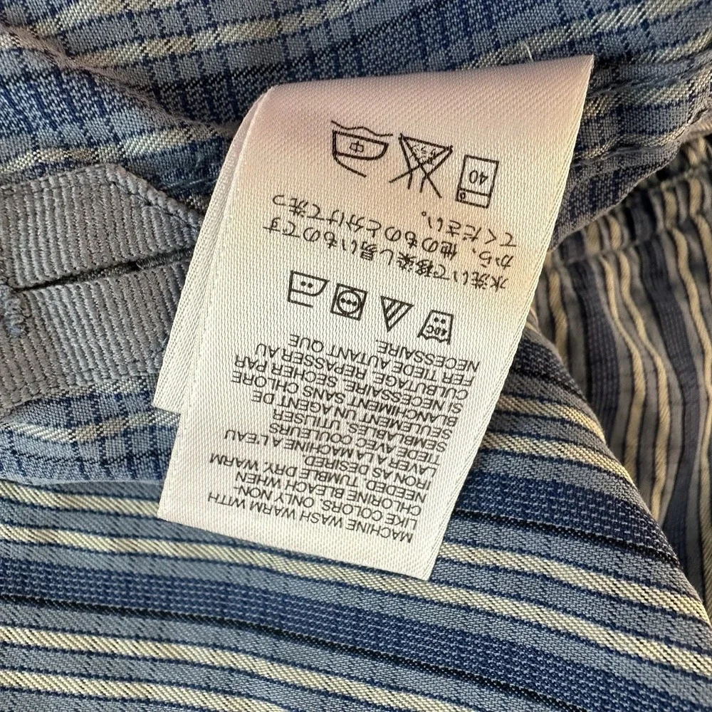 The North Face Button Up Shirt Mens XL Blue Striped Long Sleeve Pocket Camp Hike